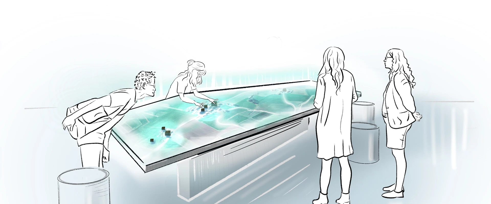 Skizze eines Exponats im Regional Mobility Lab.